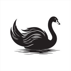 black swan on white,swan, bird, animal, vector, illustration, water, silhouette, symbol, love, lake, nature, art, duck, birds, cartoon, drawing, feather, black, beak, icon, design, wing, swimming, swa