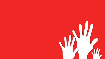 Universal Human Rights Month background illustration with copy space and raised hand 