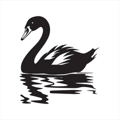 black swan on white,swan, bird, animal, vector, illustration, water, silhouette, symbol, love, lake, nature, art, duck, birds, cartoon, drawing, feather, black, beak, icon, design, wing, swimming, swa