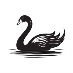 Naklejka premium black swan on white background