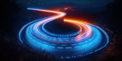 Obraz premium Winding Road at Night