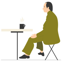 People Sitting at the Restaurant Illustration. Talking and Drink Coffee or Tea. Isolated Vector Character.