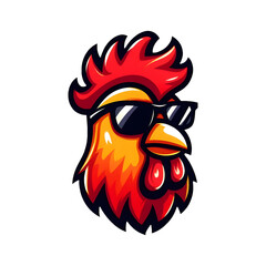 cool funny chicken with sunglasses vector Illustration