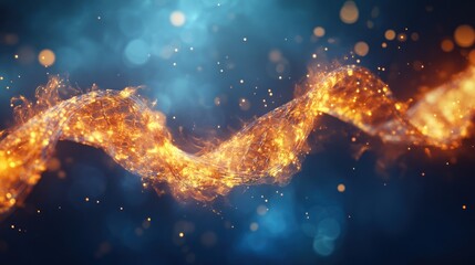 A vibrant, swirling stream of light resembling energy or fire against a blurred background.