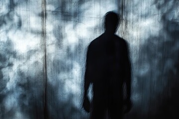 Blurred Silhouette of a Person Against a Textured Wall