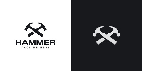 hammer logo vector illustration, wood repair logo template