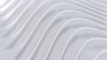 Fototapeta premium White striped pattern background, 3d lines design, abstract minimal white gray background.