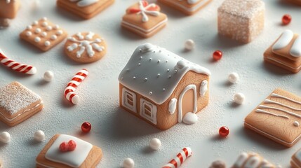 Decorative cookies arranged beautifully on a festive background.