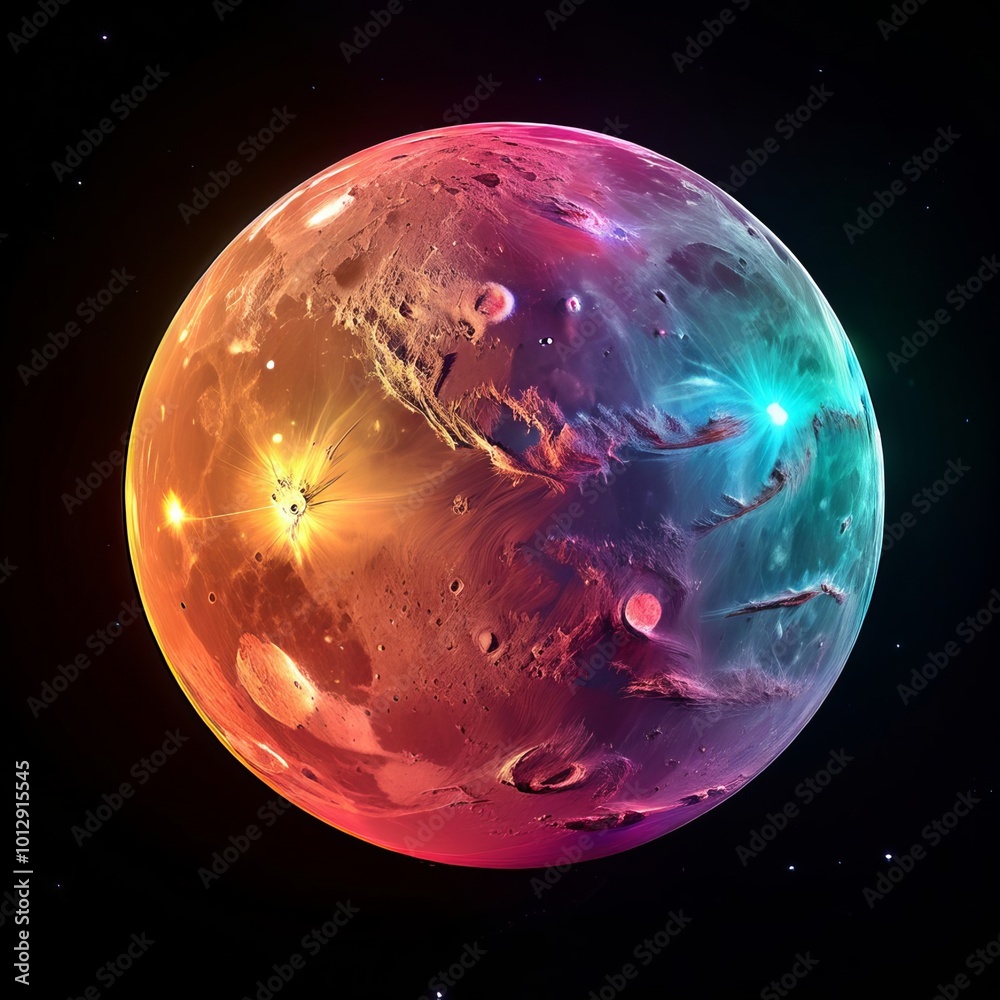 Wall mural bright glowing rotating particle 3d sphere in the universe. abstract technology, science, engineerin
