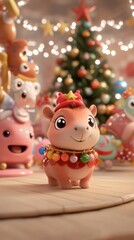 Obraz premium A close up of a toy animal near a christmas tree