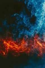 Fototapeta premium Abstract Blue and Red Smoke Against a Black Background