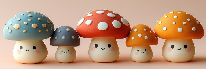 Cute Smiling Mushrooms