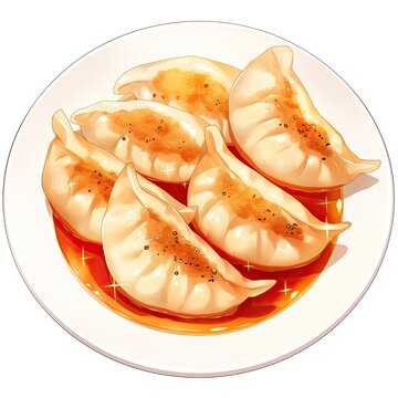 recommend clip art: pan-fried dumplings on a dish