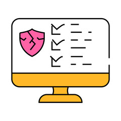 broken defense system line icon vector. broken defense system sign. isolated symbol illustration