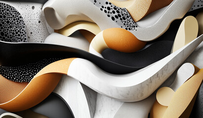 Obraz premium Imaginative Background Abstract Organic Shapes Forms with Paper Cutout Elements 3D Objects
