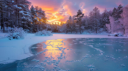 sunset in the forest