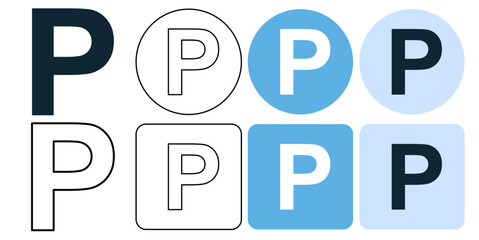 parking area zone place symbol or Phosphorus, phonographic, English orthography, Psychology and Pilcrow vector pictogram sign icon symbol ui and ux design, glyphs and stroke line