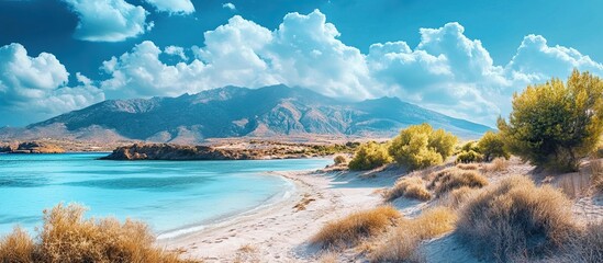 Obraz premium Azure Bay Surrounded by Mountainous Landscape