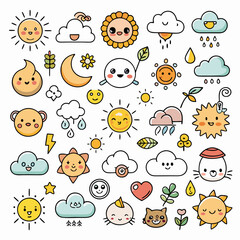 Vibrant Hand-Drawn Doodle Set: Nature, Animals & Objects Explore Our Colorful Nature Doodle Set with Hand-Drawn Animals