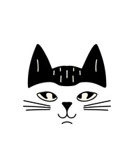 doodle cartoon cat face