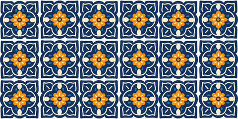 Azulejo seamless pattern. Collection of ceramic tiles in Turkish style. Portuguese and Spanish decor