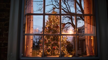 Christmas Tree Through Window
