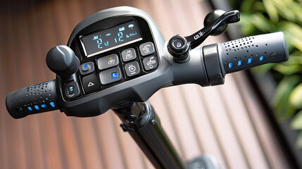 the control panel and handlebar of an electric mobility scooter, highlighting its user-friendly features