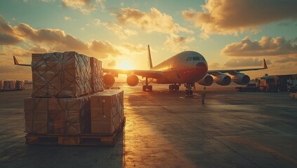 Cargo Plane at Sunset