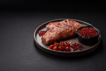 Pork ribs in sweet and sour sauce with salt and spices