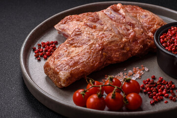 Pork ribs in sweet and sour sauce with salt and spices