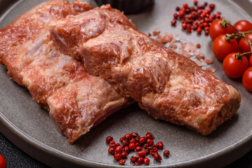 Pork ribs in sweet and sour sauce with salt and spices