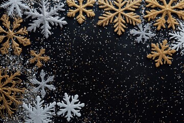 Holiday Glamour with Golden Snowflakes