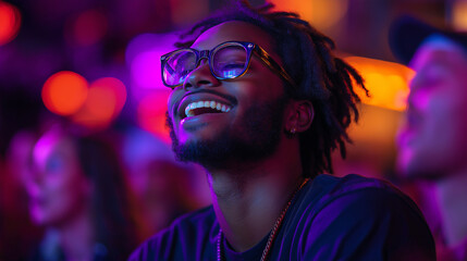 Dynamic sports event atmosphere, featuring enthusiastic fans, team colors, and high-energy moments, capturing the excitement of competition