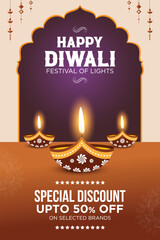 Happy Diwali Advertisement, Banner, Poster, Design vector template, Creative flyer concept, Graphic design element