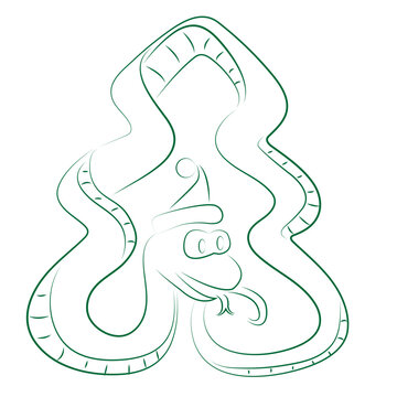 recommend clip art: symbol of 2025 snake in the form of a Christmas tree outline