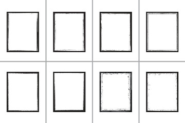 Distress overlay vector textures black paint brush stroke background, grunge overlay frame and torn paper effect. Ink brush strokes mess. Design for poster, invitation, gift card, coupon, book cover. 