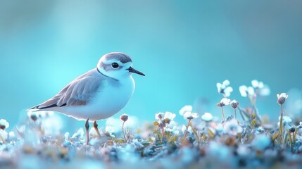 Bird on blue background.