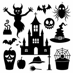 Halloween Design Elements: Spooky Vector Illustrations ' Halloween Vector Elements' Set of Halloween Design Elements - Scary Vector Illustrations