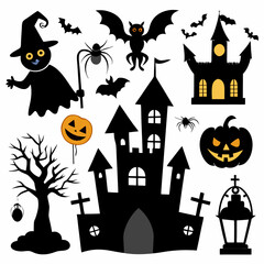Halloween Design Elements: Spooky Vector Illustrations ' Halloween Vector Elements' Set of Halloween Design Elements - Scary Vector Illustrations"