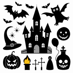 Halloween Design Elements: Spooky Vector Illustrations ' Halloween Vector Elements' Set of Halloween Design Elements - Scary Vector Illustrations