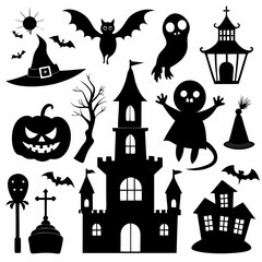 Halloween Design Elements: Spooky Vector Illustrations ' Halloween Vector Elements' Set of Halloween Design Elements - Scary Vector Illustrations"