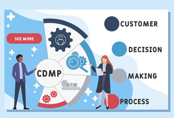 cdmp - customer, decision, making and process  acronym. business concept background. vector illustration concept with keywords and icons. lettering illustration with icons for web banner, flyer, landi