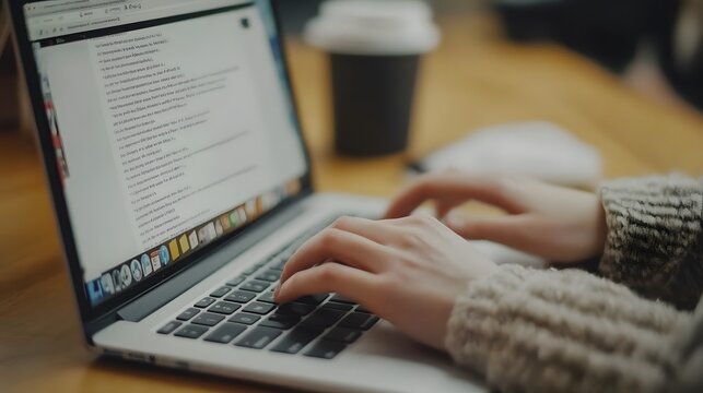 An inclusive scene showing a person using assistive technology, like a screen reader or braille keyboard, to read and respond to emails