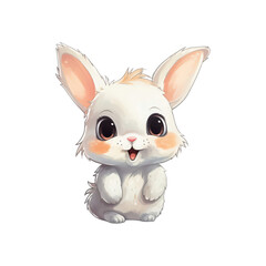 Obraz premium The white rabbit is smiling. Ideal for Easter, animal illustrations, children's books, and greeting cards. Generative AI