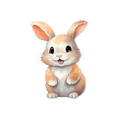 The white rabbit is smiling. Ideal for Easter, animal illustrations, children's books, and greeting cards. Generative AI