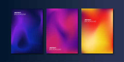 Modern abstract blurred colorful gradient patterns. Smooth templates collection for brochures, posters, banners, flyers and cards. Vector illustration.