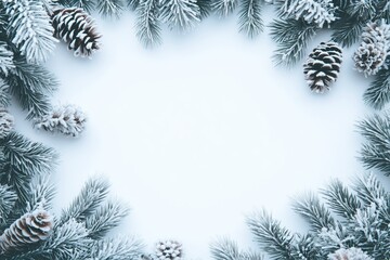 Snowy pine border with frosty elegance
