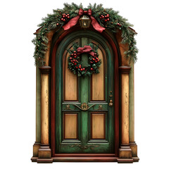 Obraz premium Christmas Door Clipart Vector Illustration