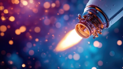 A close up shot of a rocket engine being assembled, showcasing the intricate engineering behind aerospace technology.