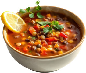 Hearty Vegetable Soup with Lemon Garnish